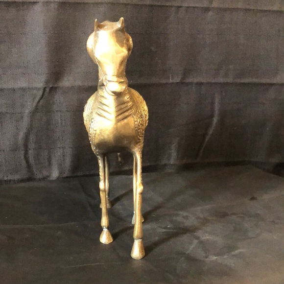 Medieval horse brass figure large 10” H 12” L midcentury Korea.  Free standing - Picture 5 of 8